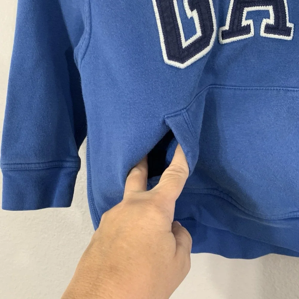 Gap Kids Boy's Baltic Blue‎ Logo Hoodie XS 4-5 Fleece Pullover Kangaroo Pocket